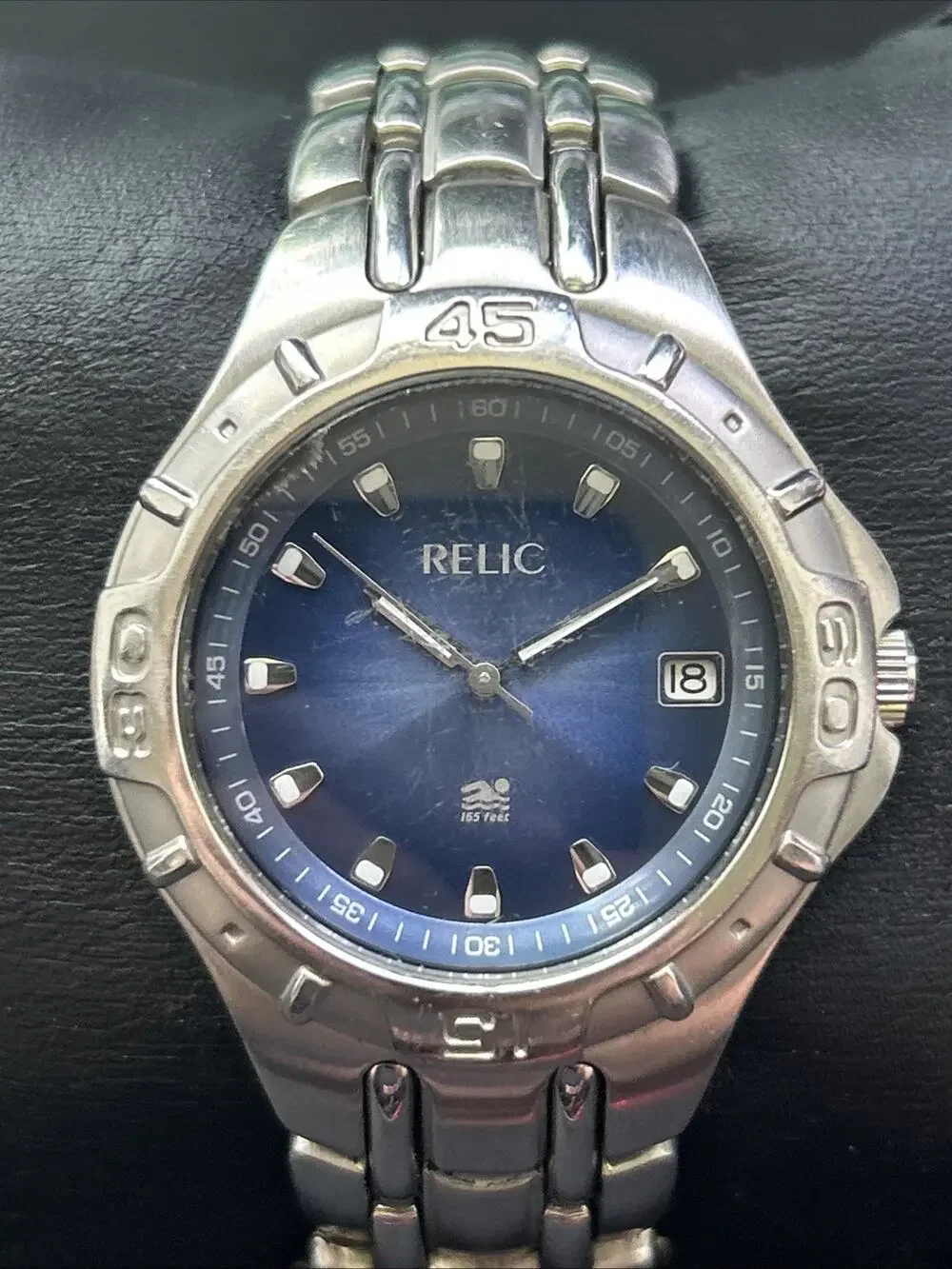 Relic Navy Blue Dial Silver Tone Men’s Quartz Watch